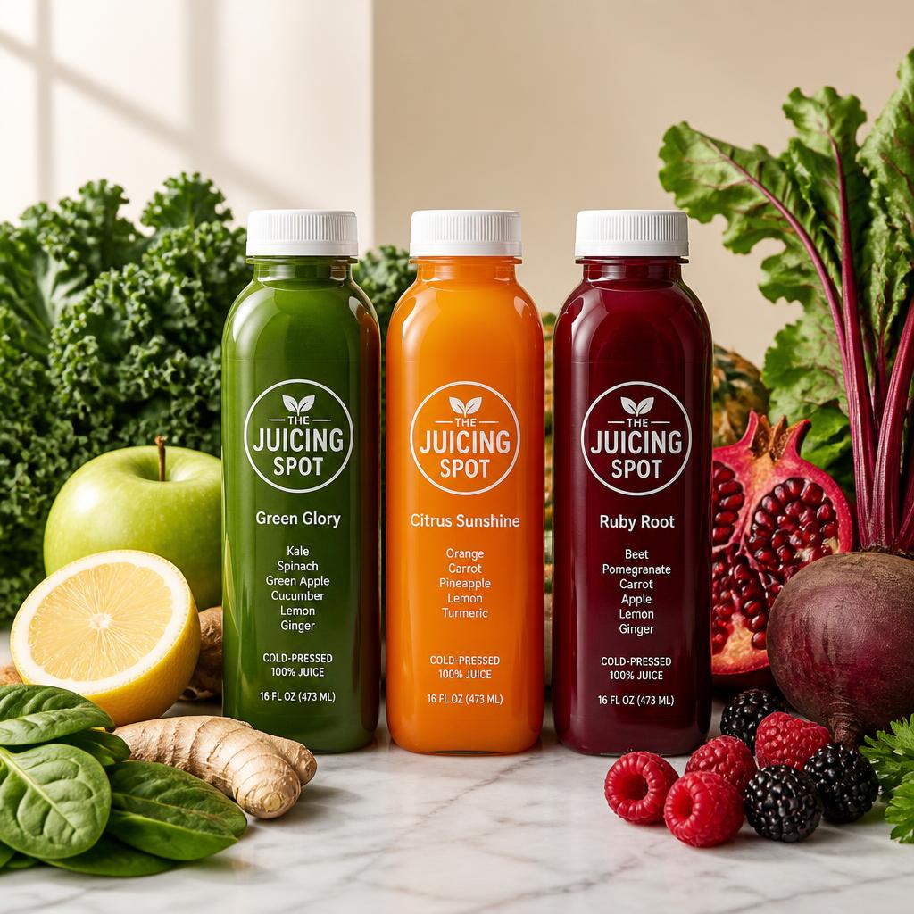 Cold-pressed green juice with kale, lemon, and ginger